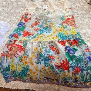 Johnny Was Floral Silk Maxi Skirt NWT sz Large